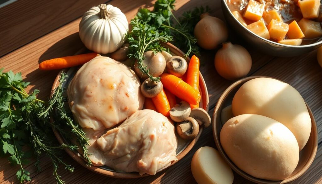 Ingrédients pour blanquette de poulet Ingrédients pour blanquette de poulet
