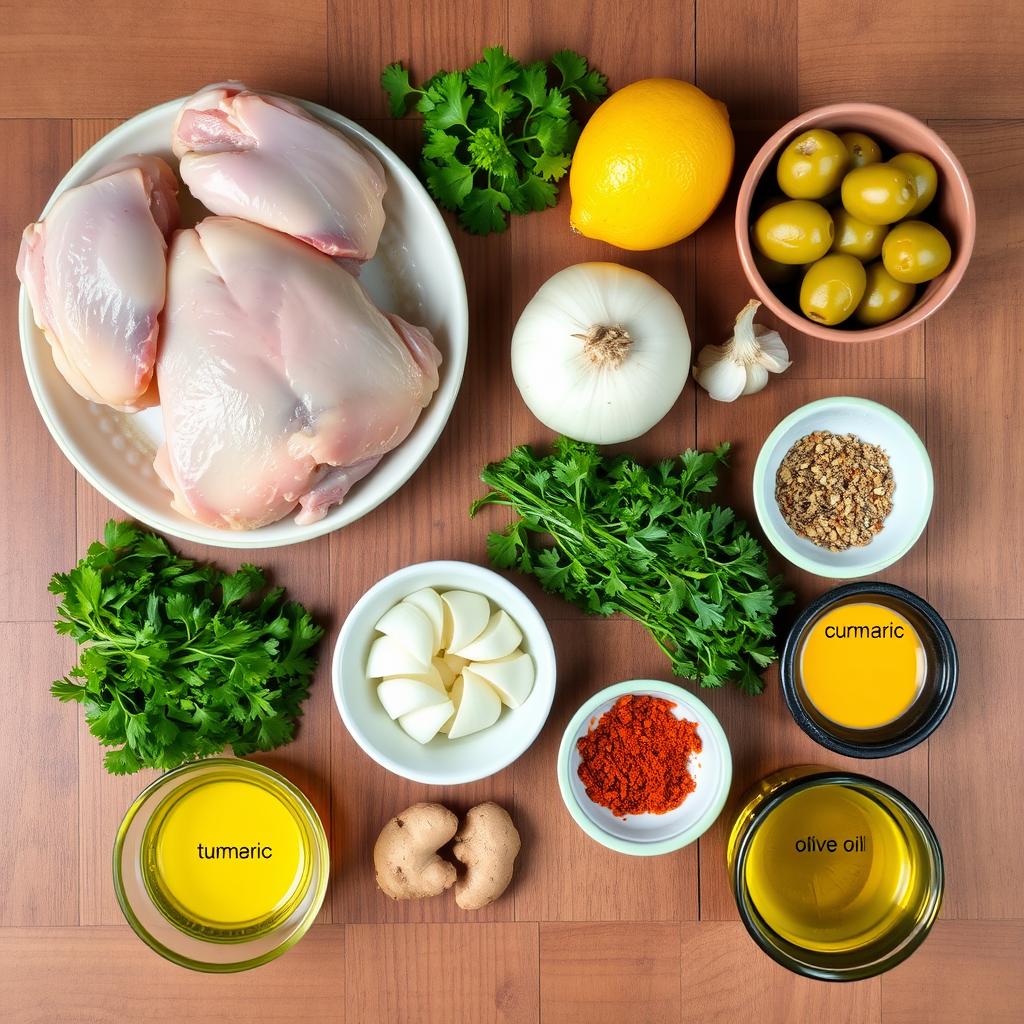 Ingrédients pour tajine poulet halal Ingrédients pour tajine poulet halal
