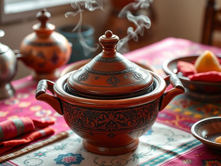 Plat tajine traditionnel en terre cuite Recette Tajine Poulet Halal Authentique