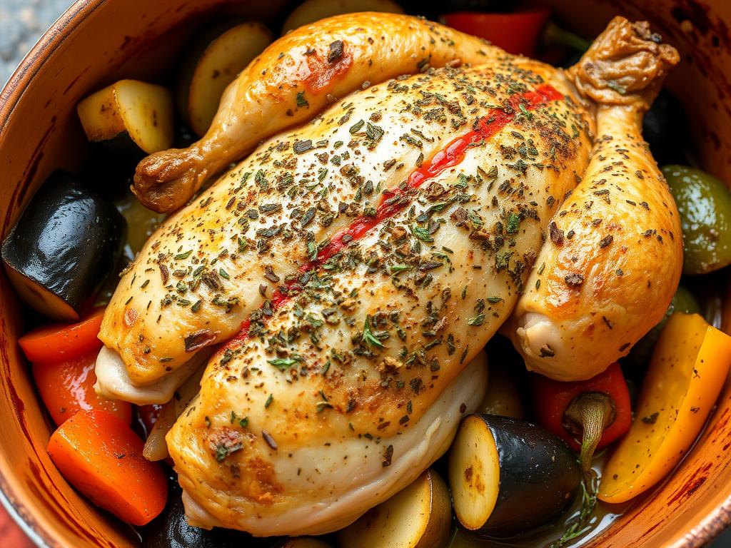 Poulet aux herbes de Provence au four avec légumes du soleil Poulet aux herbes de Provence au four avec légumes du soleil