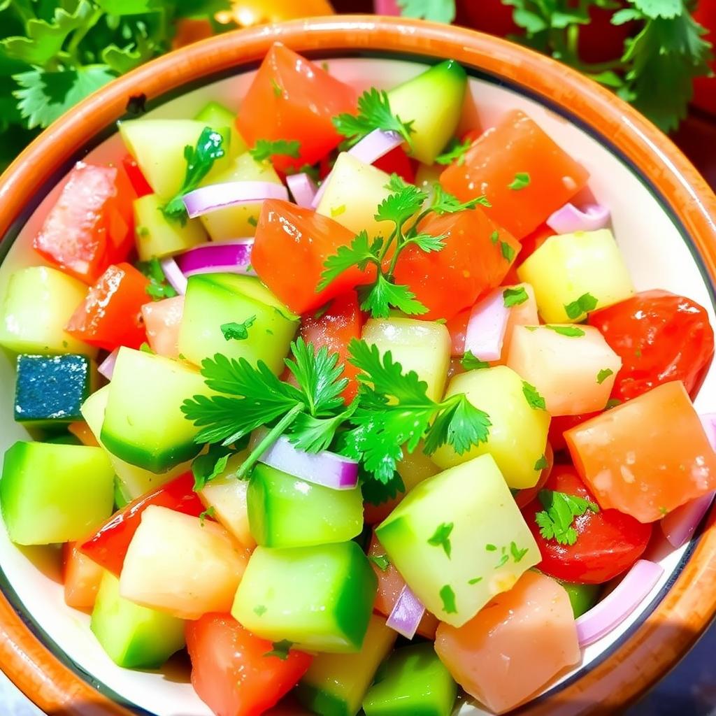 Salade fraîche de concombres et tomates Salade fraîche de concombres et tomates