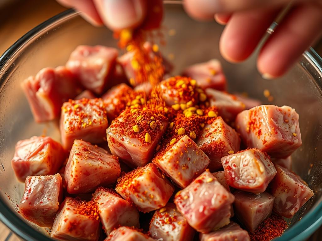 Viande d'agneau marinée avec les épices pour tajine Viande d'agneau marinée avec les épices pour tajine