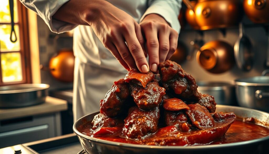 saisissement des joues de boeuf en cuisine traditionnelle saisissement des joues de boeuf en cuisine traditionnelle