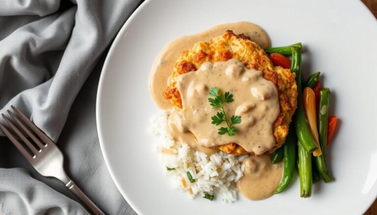 Recette Escalope de Dinde en Sauce - Simple et Savoureuse 5 Escalope de dinde en sauce crémeuse servie avec du riz et des légumes