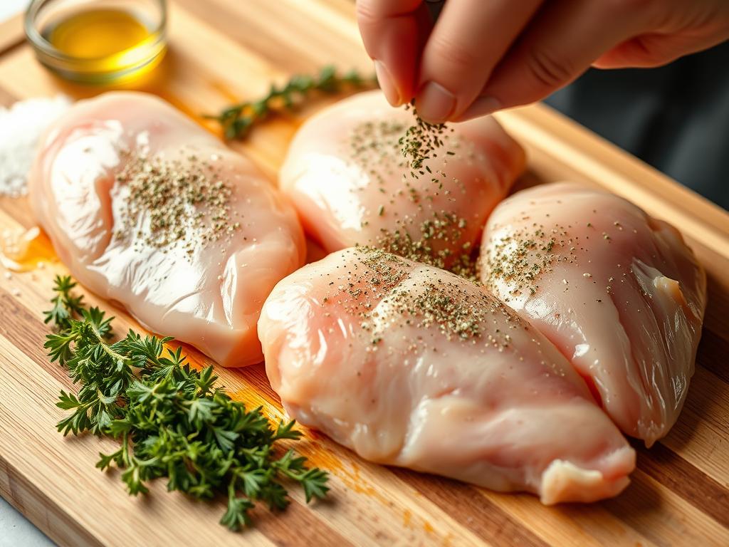 Préparation du blanc de poulet rapide avec des épices et herbes Préparation du blanc de poulet rapide avec des épices et herbes