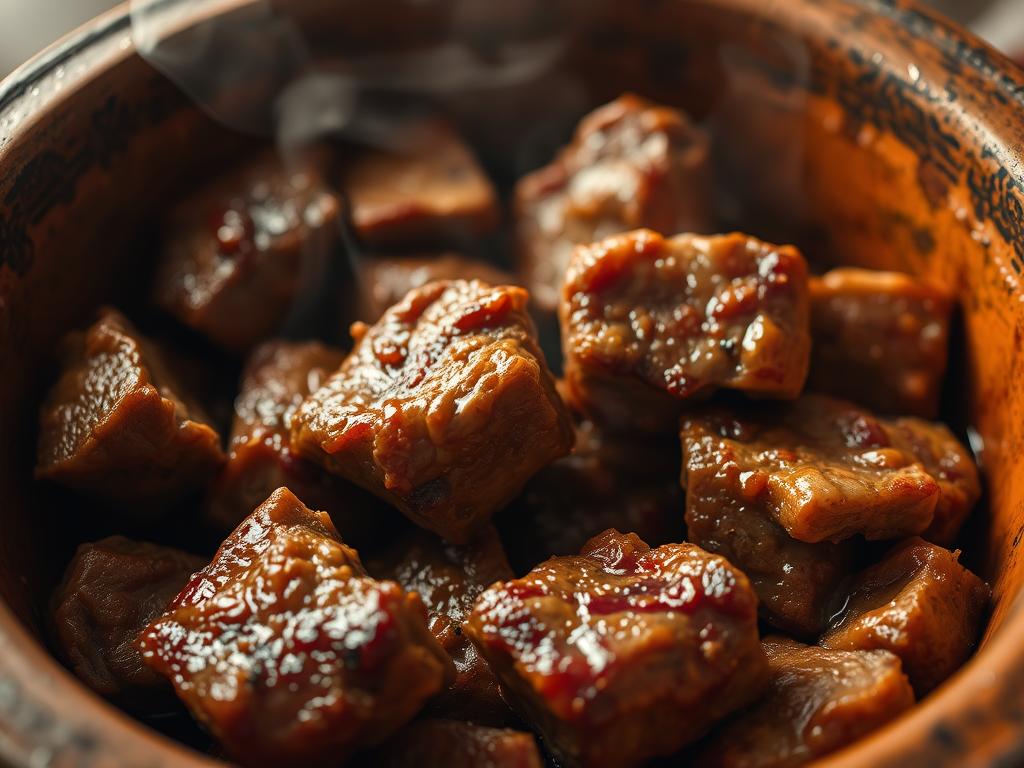 Saisie de la viande pour tajine gastronomique