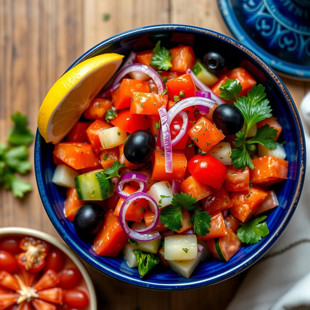 Salade marocaine fraîche avec tajine gastronomique Salade marocaine fraîche avec tajine gastronomique