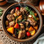 Tajine gastronomique marocain aux fruits secs et épices