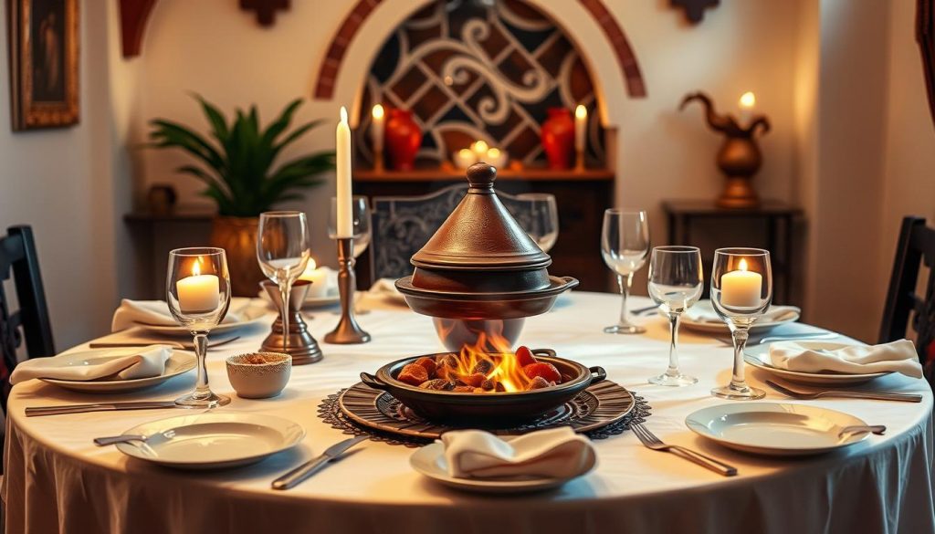 Tajine gastronomique servi dans un cadre élégant Tajine gastronomique servi dans un cadre élégant