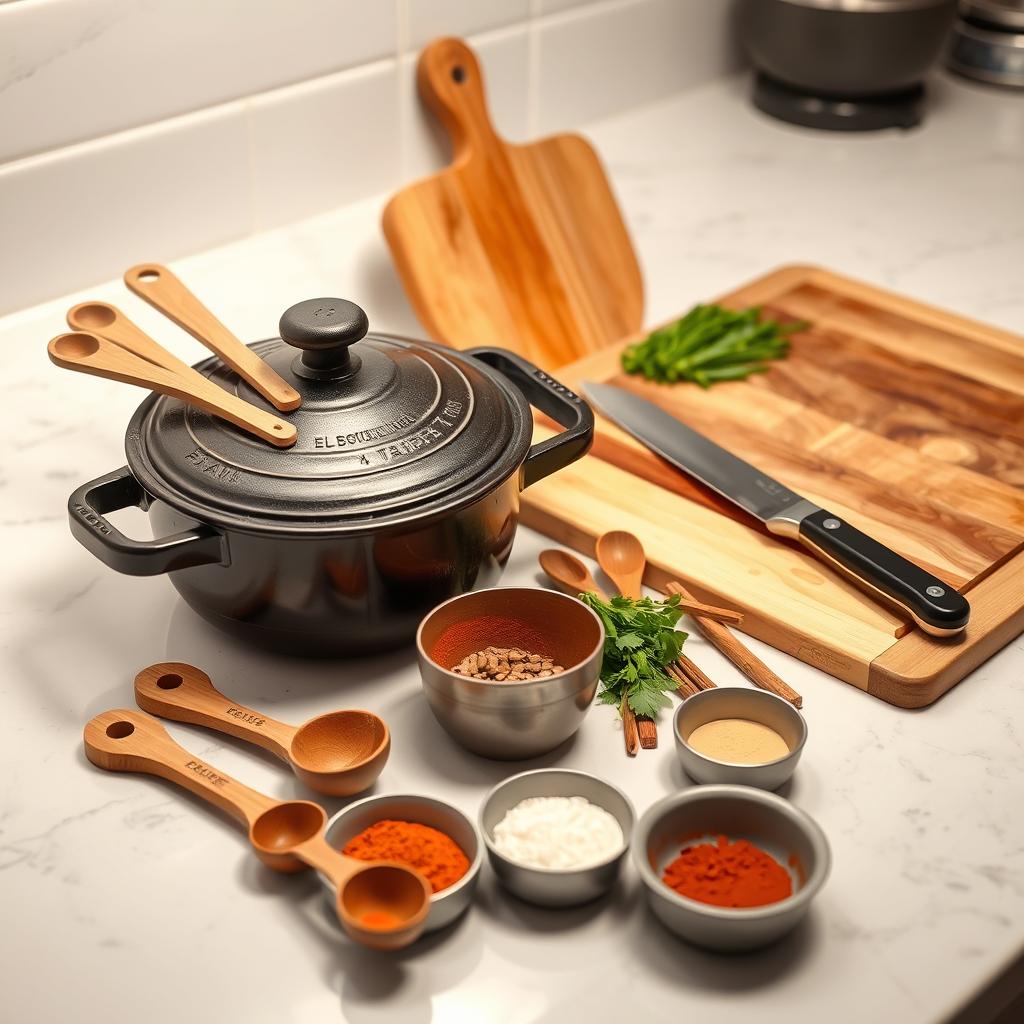 Ustensiles de cuisine pour préparer un tajine au poulet olive Ustensiles de cuisine pour préparer un tajine au poulet olive