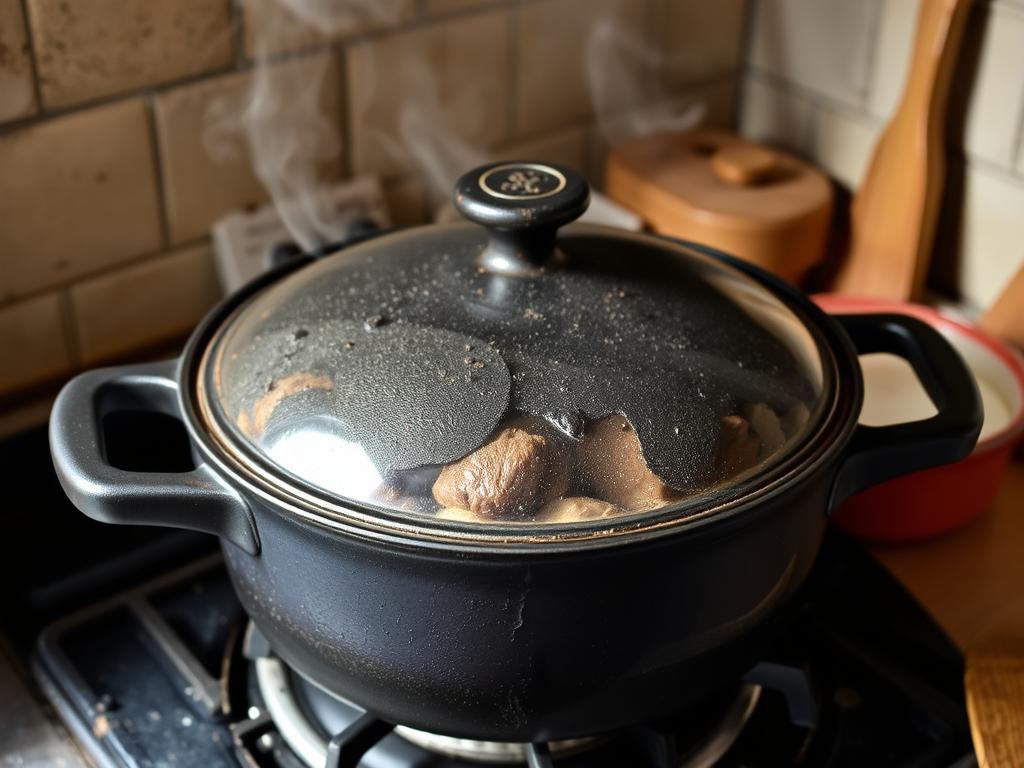 Cuisson lente de la recette de boeuf en daube