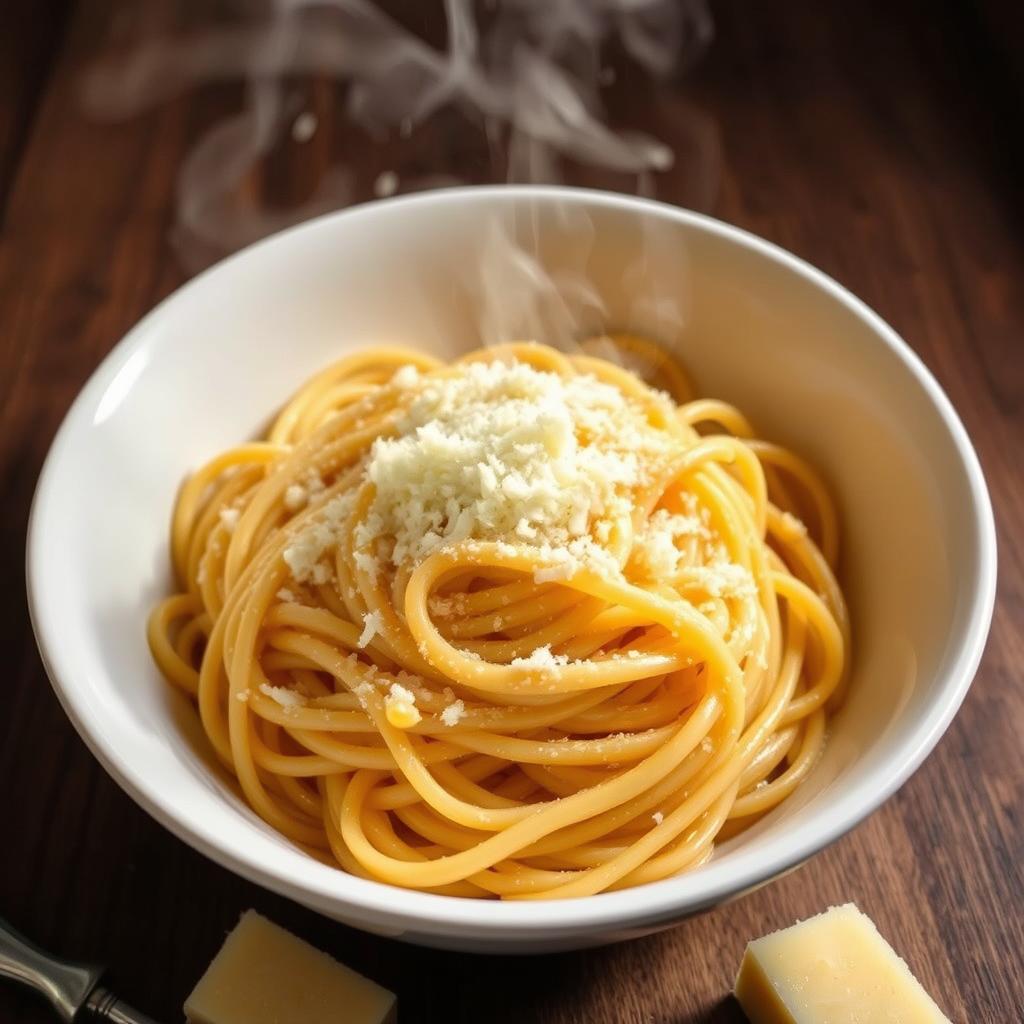 Pâtes au parmesan servies avec le foie de bœuf Pâtes au parmesan servies avec le foie de bœuf