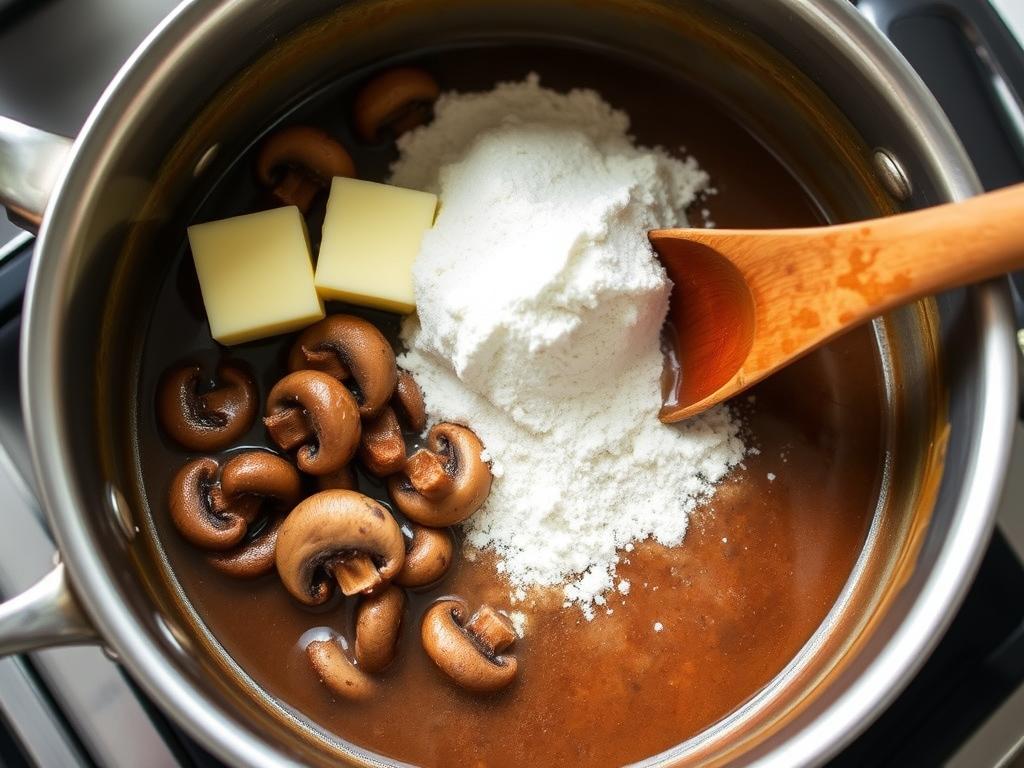 Préparation de la sauce madère avec champignons Préparation de la sauce madère avec champignons