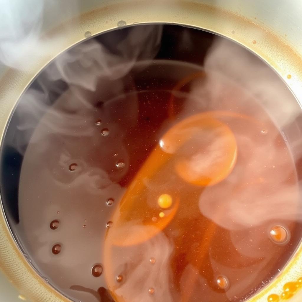 Sauce à la moutarde et au vinaigre balsamique en préparation Sauce à la moutarde et au vinaigre balsamique en préparation