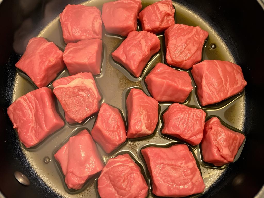 Viande en train de dorer pour la recette de boeuf en daube